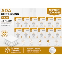 Ada Steril Spanç 4 Kat 7,5 7,5cm 100'Lü 12 Paket