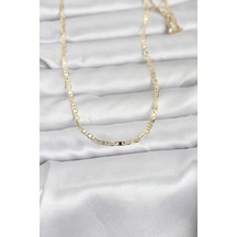 CM 14k Gold Renk Lazerli Yassı Model Zincirli 60 CM Kadın Ko Tdrtr