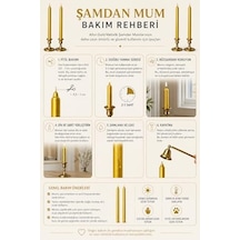 2 Li Altın Gold Metalik Şamdan Mum Seti 25 Cm Dekoratif İnce Şamdan Mum, Kokusuz Parafin Wax,%100 Pamuk Fitil, El Döküm, Uzun Süre Yanma 10 Saat , Şık Sofra, Davet, Nişan, Düğün 6998