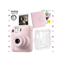 Fujifilm Instax Mini 12 Fotoğraf Makinesi + 20'li Film + Kare Albüm + Şeffaf Kılıf Seti Pembe