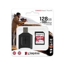 Kingston Canvas React Plus MLPR2/128GB 128 GB SDXC UHS-II Class 10 Hafıza Kartı + Adaptör