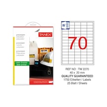Tanex Tw-2270 40X20 Mm Polyester Beyaz Laser Etiket 25 Ad.-Pk.