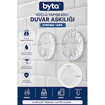 Şeffaf Kendinden Yapışkanlı Duvar Askılığı 6 Cm Çaplı Delmeden Montaj Güçlü Yapışkanlı Banyo Mutfak Havlu Askısı 2'li Şeffaf