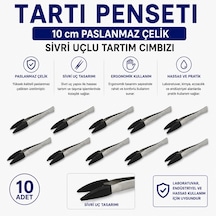 Tartı Penseti 10 Cm Paslanmaz Çelik - Sivri Uçlu Tartım Cımbızı 10 Adet