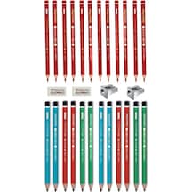 Faber Castell Kurşun Kalem Mercanlı 12'Li+Faber Castell Kırmızı K