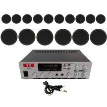 16 Lı Siyah Tavan Hoparlörlü Ses Sistemi Mağaza,kafe,okul, Avm Seslendirme Bluetooth