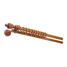 Meşe Ceren Demonte Başlıklı Ahşap Rustik Perde Askısı - Tek Raylı - 225 Cm