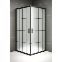 Durul Duşakabin Kare Siyah Çizgi 5Mm Buzlu Siyah