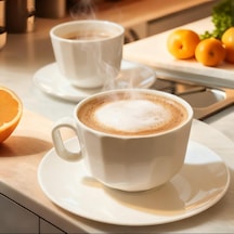 Ayrex Kütahya Porselen Bevel 190 Cc/ml 6 Kişilik Çay Duble Türk Kahve Fincan Takımı 12 Parça Cappuccino Latte Moc Diğer