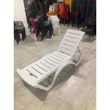 Bahçe Mobilya 2 Adet Beyaz Şezlong