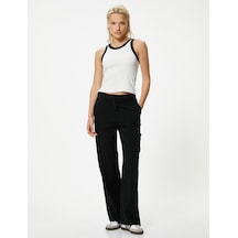 Koton Halter Yaka Atlet Renk Kontrastlı Fitilli Pamuklu Slim Fit Beyaz 4sak10764ek Beyaz