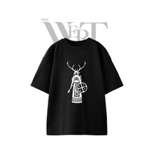 Thewert Horned Goddess Tasarım Baskılı Ünisex Siyah Oversize T-shirt