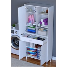 Eliusta Rivo 4 Raflı Banyo/mutfak Dolabı 70 Cm Beyaz Renkli Çok Amaçlı Dolap 70x173x32,5 Cm Ebatlarında Beyaz