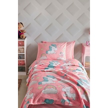 Enlora Home Doğal Pike Baskılı Tek Kişilik Unicornio Pembe