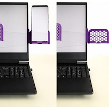 3d Baskı Monitor Telefon Tutucu - Petek Desenli Laptop Kenar Telefon Tutucu-mor