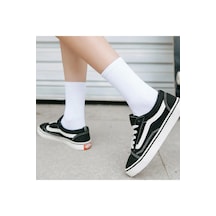 8 Çift Düz Beyaz Renk Unisex Kolej Çorap
