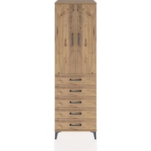 Hyperion Dolap 3 Raflı 5 Çekmeceli 2 Kapaklı 60x44x195 Çam-çam Çam