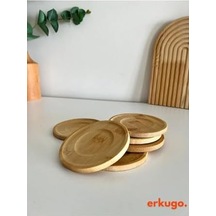 6 Adet Yuvarlak Bambu Çay Tabağı, Bardak Altlığı, Fincan Tabağı Bambu 1
