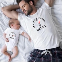 Daddy Baby Benzin Beyaz Baba Oğul Kız Tişört Zıbın Kombini (544658032)