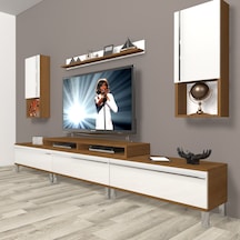 Decoraktiv Ekoflex 270ta Mdf Krom Ayaklı Tv Ünitesi Tv Sehpası - Ceviz Beyaz Ahşap - Beyaz