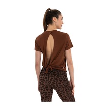 Inguz Sırt Bağlamalı Modal Yoga T-shirt Kahverengi