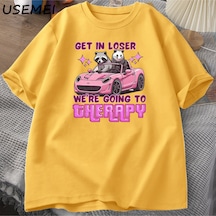 Flood Of Style Kaybeden Olsun Biz Gidiyor Terapi Rakun Komik T Shirt Trendy Y2k Zihinsel Sağlık T Shirt Erke Sarı