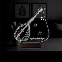 Luvivia Saz Bağlama Müzisyen Hediye Nota Kişiye Özel 3d Lamba - Masa Gece Lambası Şeffaf