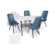 Japon - Çırağan Masa Takımı - 80x120 Werzalit, Wermodin Ve Allzalit Tabla - Beyaz - Mavi Çok Renkli