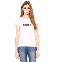 Gamer Lag Bug Loot Afk Baskılı Beyaz Kadın Tshirt