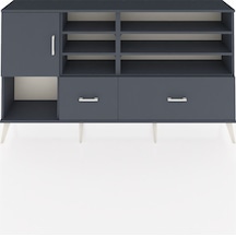 Arges Konsol 8 Raflı 2 Çekmeceli Tek Kapaklı 176x30x99 Antrasit-antrasit Antrasit - Antrasit