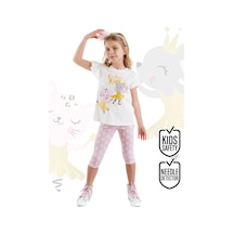 Balerin Hayvanlar Fırfırlı Puantiyeli Kız Çocuk Yazlık T-shirt Tayt Takım