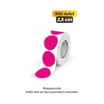 Yuvarlak Kesim Ambalaj Etiketi - Pembe Renk - 2,5cm - 500 Adet