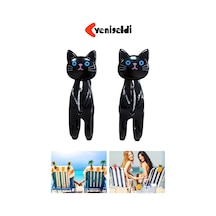 4 Adet Siyah Kedi Plaj Havlu Mandal Klipsi Güçlü Tutuş Ve Eğlenceli Tasarım Çok Renkli