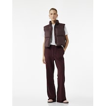 Koton Dik Yaka Kolsuz Fermuarlı Su İtici Crop Şişme Yelek Bordo 6wak20089ew Bordo