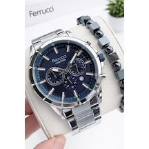 Ferrucci İç Fonksiyonları Aktif 30mt Suya Dayanıklı Çelik Kordon + Bileklik Hediyeli Erkek Kol Saati Vs.blkt.0962 Gümüş