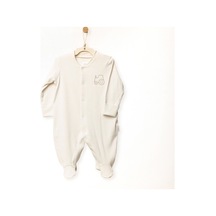 Andywawa Erkek Bebek Romper Bamboo Casual Çizgili Patikli Tulum K Krem