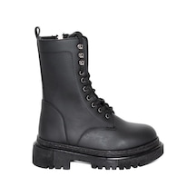Mergenshoes B308 Siyah Fermuarlı Bağcıklı Kadın Bot Siyah