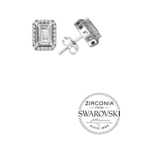 Gümüş Swarovski Baget Taşlı Pırlanta Modeli Küpe