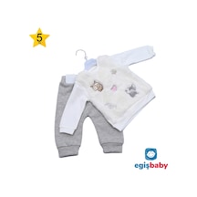 Egisbaby Mymio Kız Bebek Alt Üst 2 Parça Takım 3-6-9-12-18 Ay Çocuk Kırık Beyaz