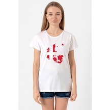 Euro 24 Denmark Beyaz Kadın Bisikletyaka Tshirt Beyaz