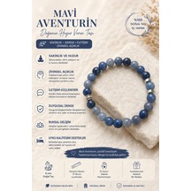 Boncuk Mavi Aventurin Doğal Taş Bileklik 8 Mm El Yapımı Unisex Mavi Mavi