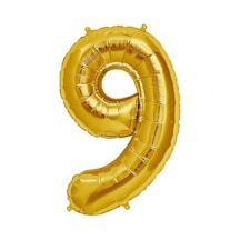 Şekilli Supershape Gold Rakam O Balon 9 Numara Çok Renkli