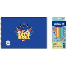 Sonic 17 25 15 Yp. Spiralli Resim Defteri - Pelikan Pastel Renkler 12li Kuru Boya 2'li Set 4 Çok Renkli