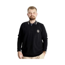 Mode Xl Büyük Beden Erkek Sweat Polo Selanik Horse 23440 Siyah Siyah