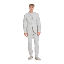 Hatemoğlu Bej Slim Fit Mono Yaka Keten Takım Elbise 29703 Bej