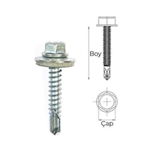 5.5x38 Dın 7504k Altıköşe Pul Başlı Matkap Uçlu Çatı Trapez Vidası 20 Adet