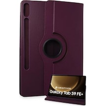 Newface Samsung Galaxy X610 Tab S9 Fe Plus 12.4 Kılıf 360 Tablet Deri Kılıf - Mürdüm