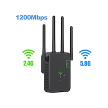 1200 Mbps Kablosuz Wifi Tekrarlayıcı Wifi Sinyal Güçlendirici Çift Bantlı 2.4g Black Bize Fiş