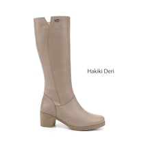 Gönderi(R) Gönderi R Kadın Bej Fermuarlı Kalın Topuklu Hakiki Deri Çizme Gkzc13446529 Bej