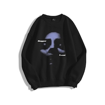 Tarzsokak Unisex Disappear Forever Bisiklet Yaka Sweatshirt Siyah